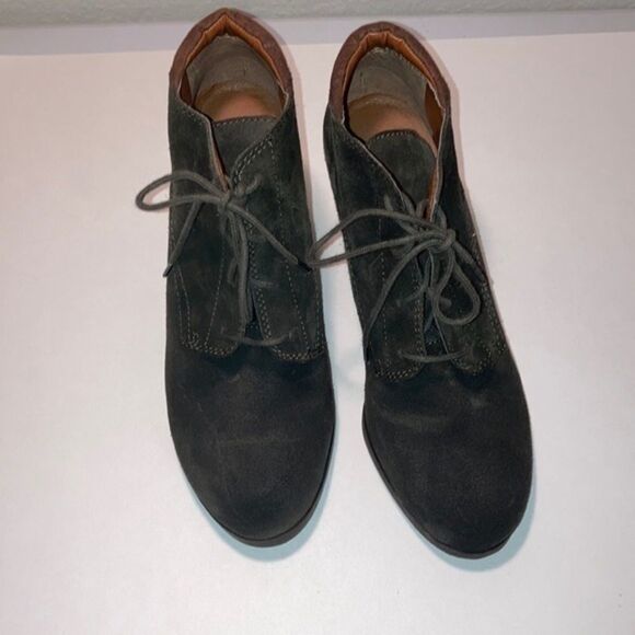 Lucky Brand suede leather army green 3” wedges - Picture 2 of 5